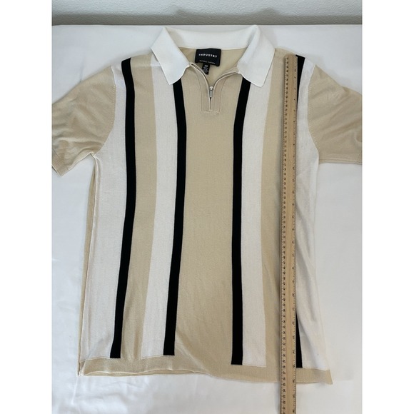 Industry Republic Clothing Shirt Mens Small S Quarter Zip Striped Knit Polo - Picture 8 of 9